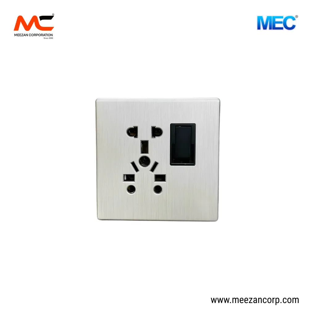 9 in 1 Universal Multi-functional Multi Plug Slim Black & Silver (MEC)