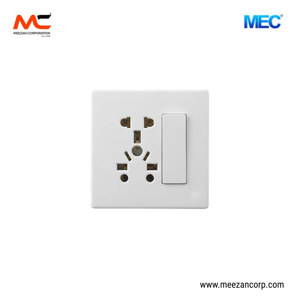 9 in 1 Universal Multi-functional Multi Plug Slim Full White (MEC)