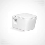 White wall-mounted toilet on a white background