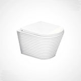 White wall-mounted toilet on a white background