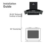 Golden Fuji GF-400 Wall-Mounted Chimney Range Hood with Touch & Hand Sensor