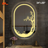 LED Mirror – Botanical Etched Capsule Glow