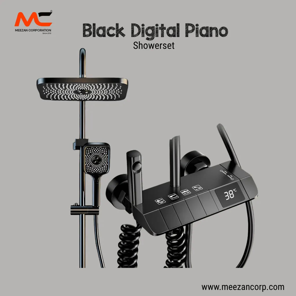 Luxury Black Digital Piano Shower Set