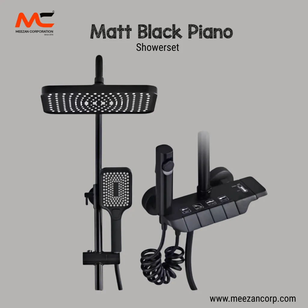 Luxury Matt Black Piano Shower Set