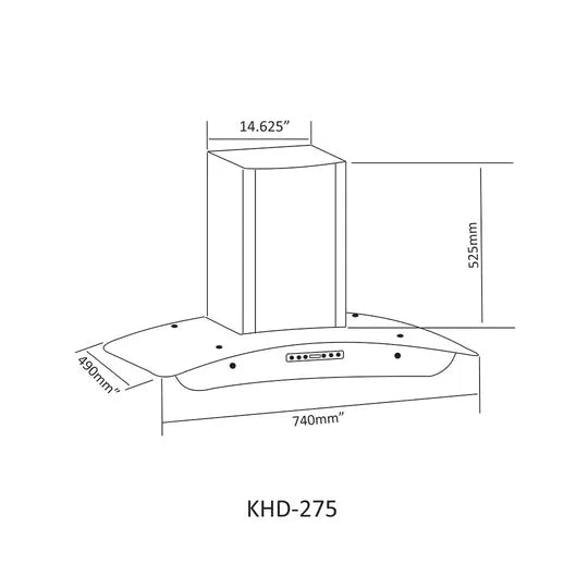 NasGas 75cm Premium Glass Kitchen Hood (KHD-275)