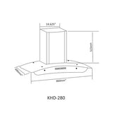 NasGas 86cm Curved Glass Kitchen Hood (KHD-280)