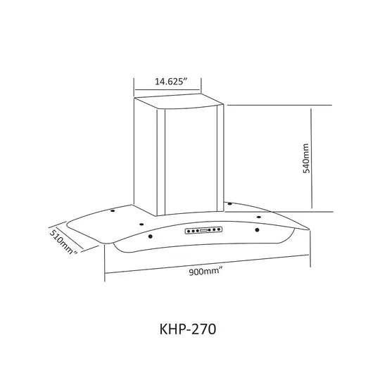 NasGas 90cm Heavy-Duty Kitchen Hood (KHP-270)