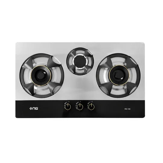 NasGas DG-145 Heavy-Duty 3-Burner Stainless Steel Built-In Gas Hob with Auto Ignition