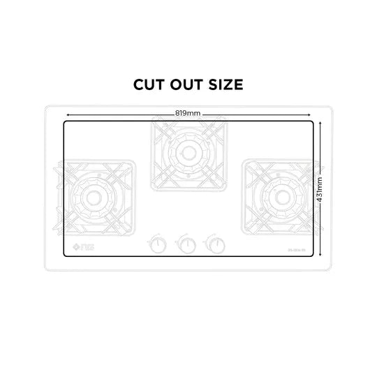 NasGas DG-2034 SS 3-Burner Stainless Steel Built-In Gas Hob