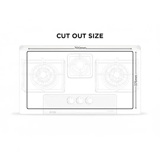 NasGas DG-222 BK 3-Burner Black Glass Built-In Gas Hob