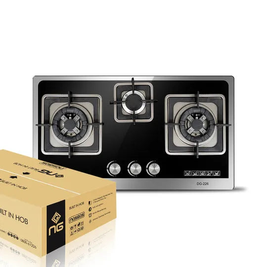 NasGas DG-226 3-Burner Tempered Glass Built-In Gas Hob