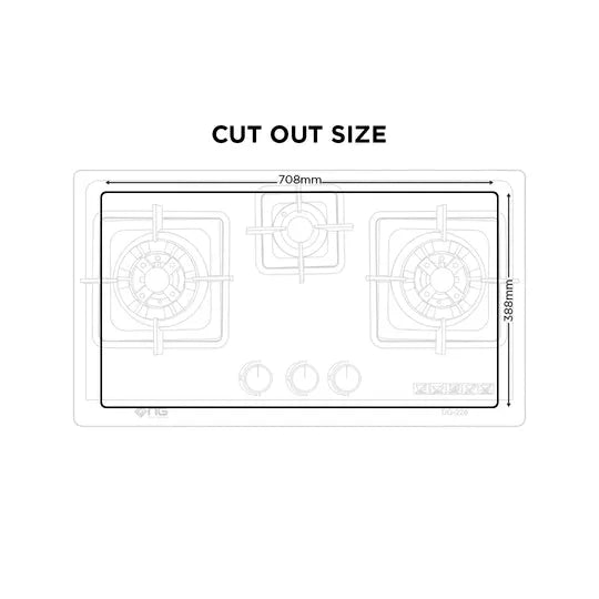 NasGas DG-226 3-Burner Tempered Glass Built-In Gas Hob