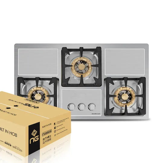 NasGas DG-227 S 3-Burner Stainless Steel Built-In Gas Hob