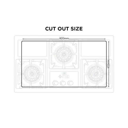 NasGas DG-227 SDN 3-Burner Stainless Steel Built-In Gas Hob