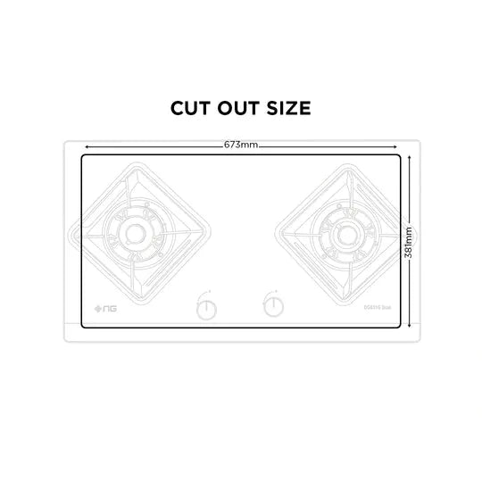 NasGas DG-31G Dual-Fuel 2-Burner Tempered Glass Built-In Gas Hob