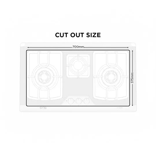 NasGas DG-333 BK 3-Burner Stainless Steel Built-In Gas Hob