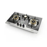 NasGas DG-345 BK 3-Burner Black Stainless Steel Built-In Gas Hob