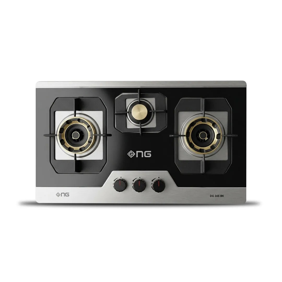 NasGas DG-345 BK 3-Burner Black Stainless Steel Built-In Gas Hob
