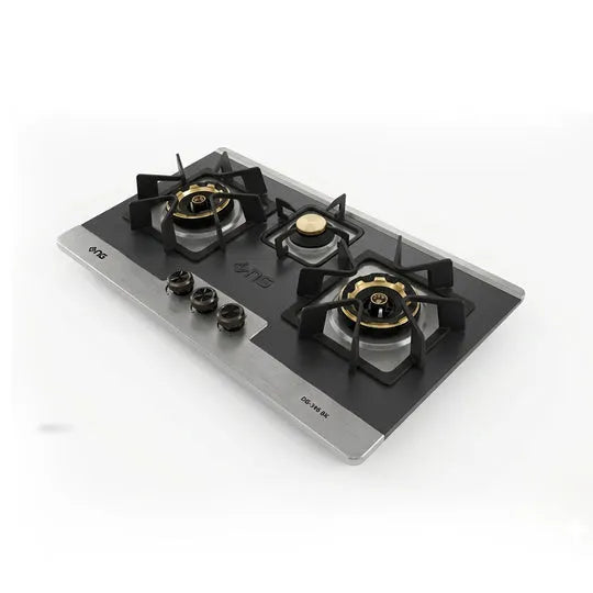 NasGas DG-346 BK 3-Burner Black Stainless Steel Built-In Gas Hob