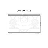NasGas DG-346 BK 3-Burner Black Stainless Steel Built-In Gas Hob