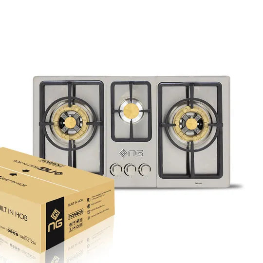 NasGas DG-444 3-Burner Stainless Steel Built-In Gas Hob with Auto Ignition