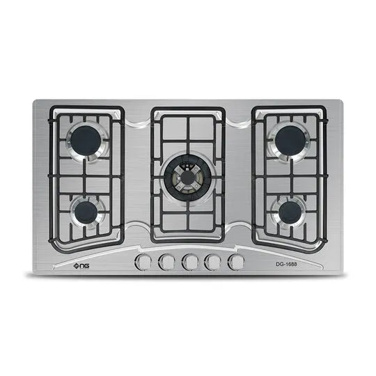 NasGas DG-555 S 5-Burner Stainless Steel Built-In Gas Hob with Auto Ignition