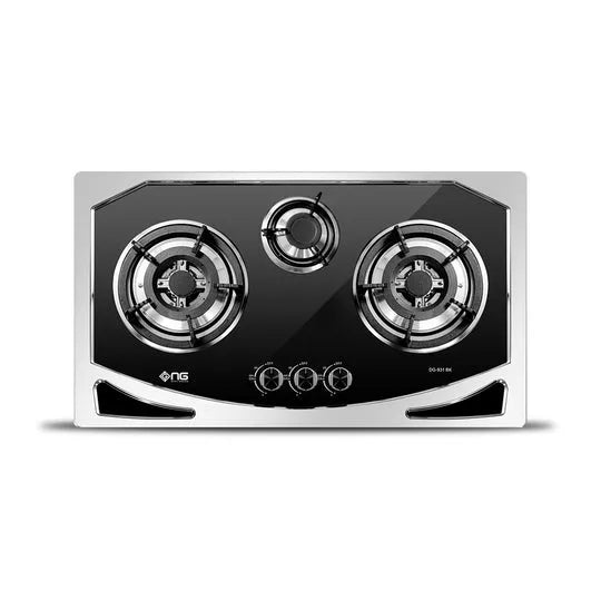 NasGas DG-931 BK 3-Burner Black Glass Built-In Gas Hob