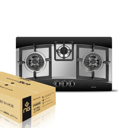 NasGas DG-932 BK 3-Burner Stainless Steel Built-In Gas Hob