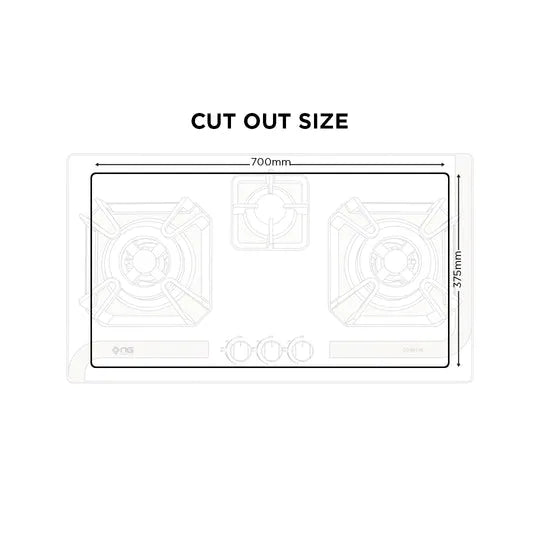 NasGas DG-933 BK 3-Burner Built-In Gas Hob with Auto Ignition