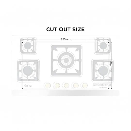 NasGas DG-GN 5 5-Burner Tempered Glass Built-In Gas Hob with Auto Ignition