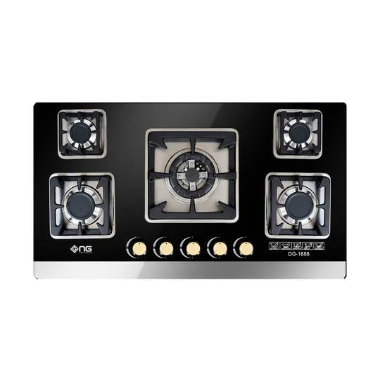 NasGas DG-GN 5 5-Burner Tempered Glass Built-In Gas Hob with Auto Ignition