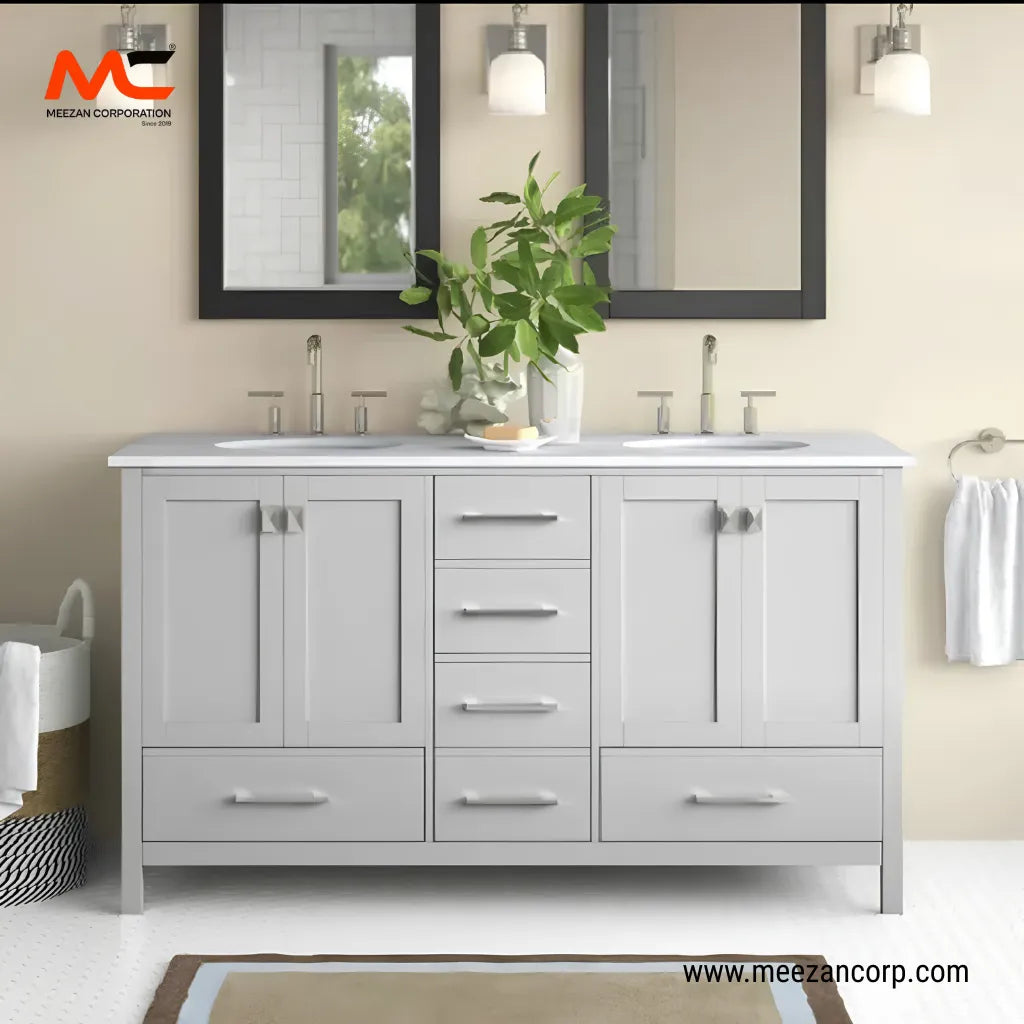 PVC Vanity Grey Double Sink
