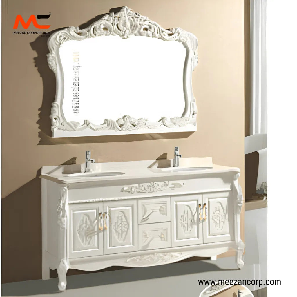 PVC Vanity White Double Sink