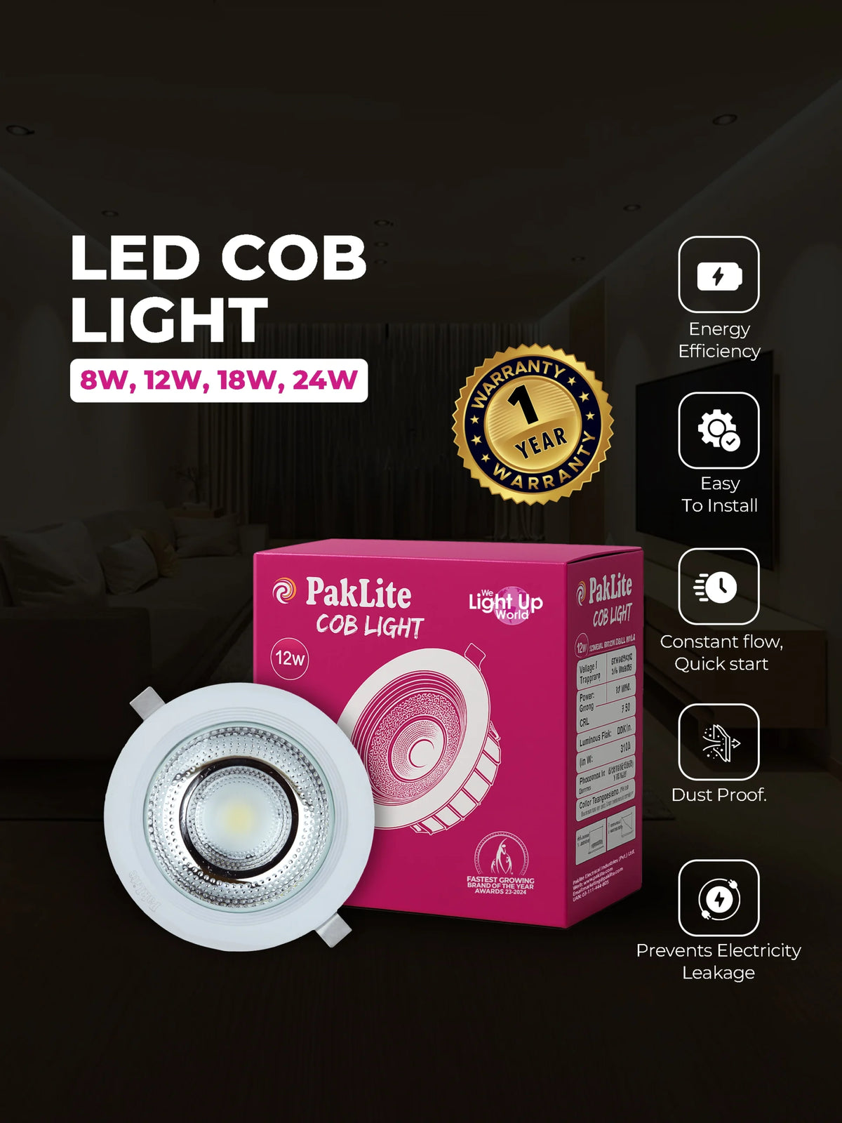 PakLite LED COB Downlight