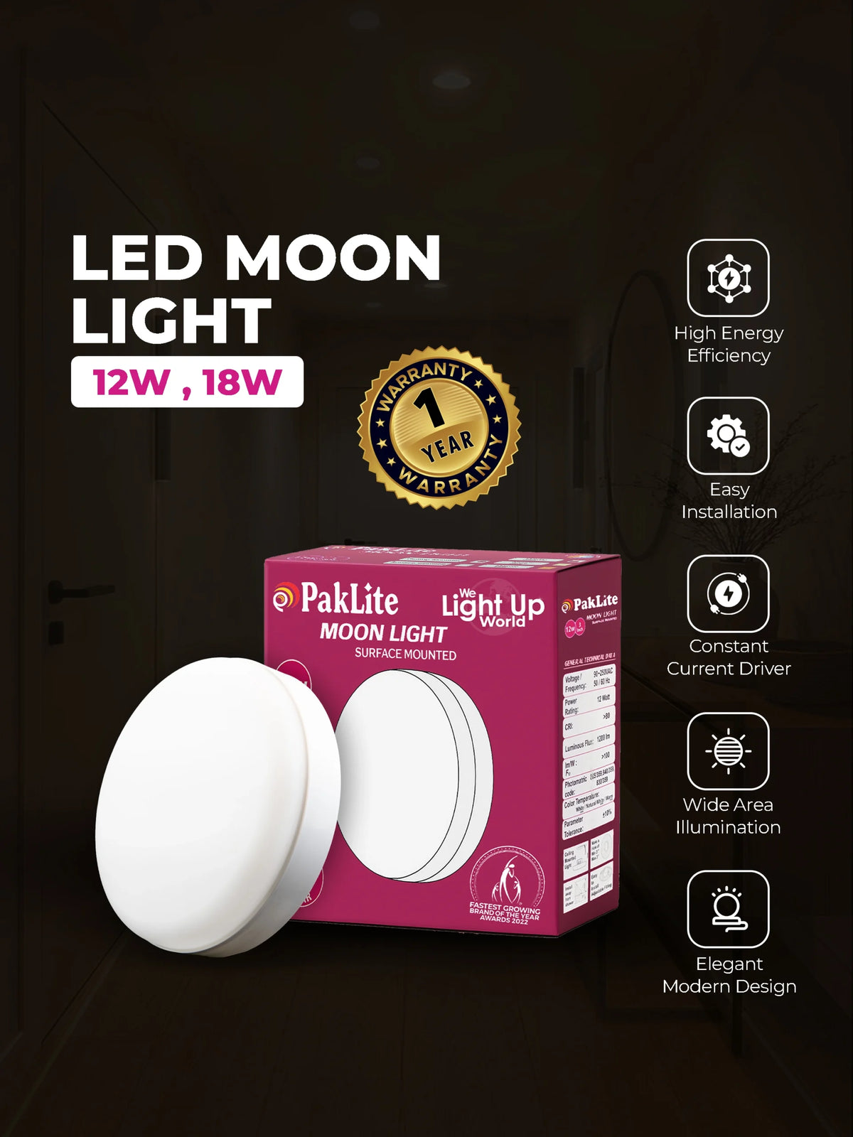 Paklite LED Moon Light Adjustable