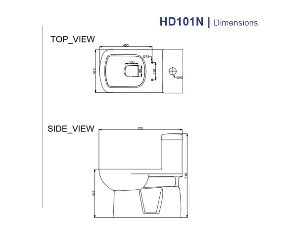 Porta HD101N Cito One Piece Toilet with Hydraulic Seat Cover