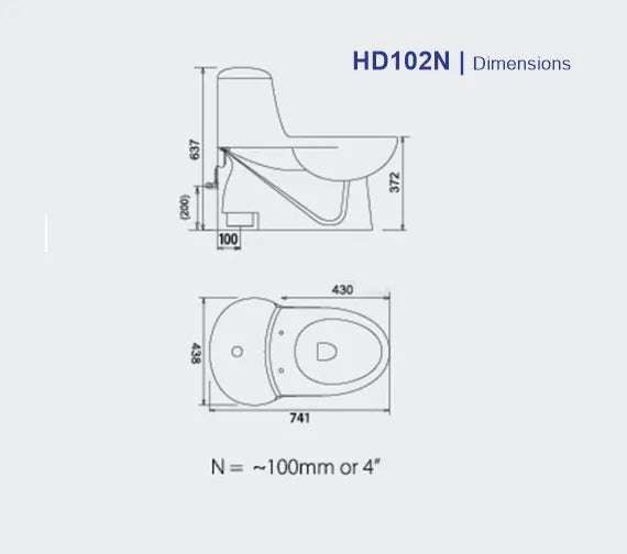 Porta HD102N Cito One Piece Toilet with Hydraulic Seat Cover