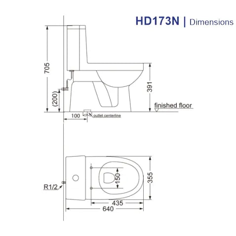 Porta HD173N Cito One Piece Toilet with Normal Seat Cover