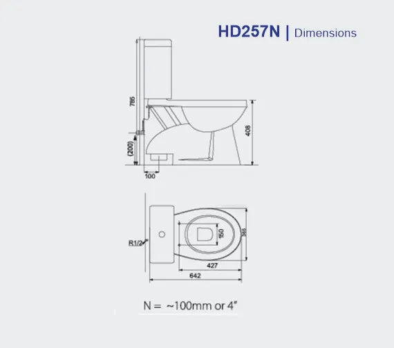 Porta HD257N Cito Two Piece Toilet with Normal Seat Cover