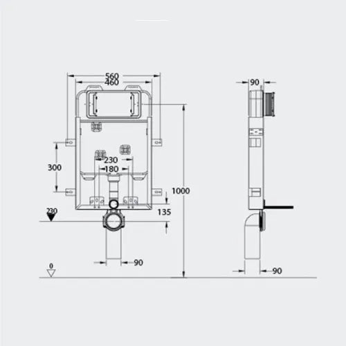 Porta Model 8801.05.1 Half Frame Concealed Cistern with Push Button and Accessories