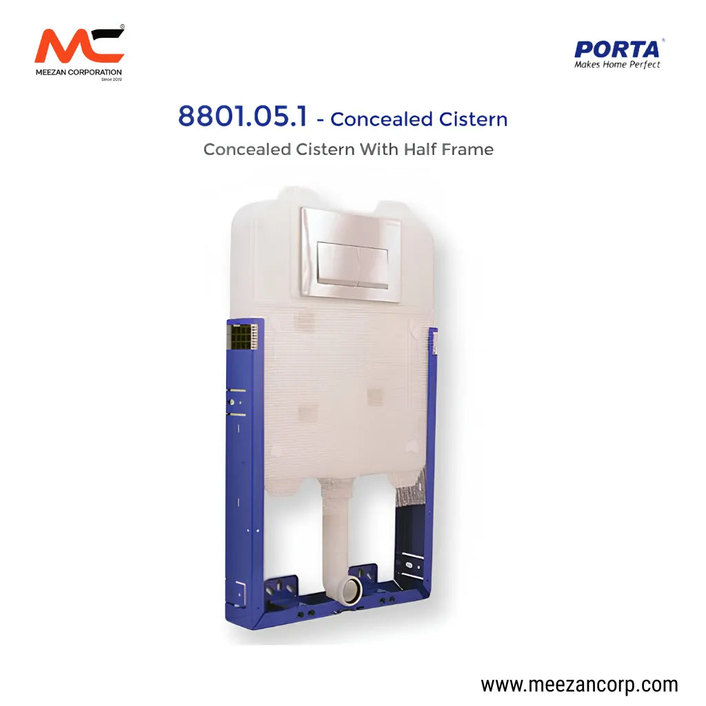 Porta Model 8801.05.1 Half Frame Concealed Cistern with Push Button and Accessories