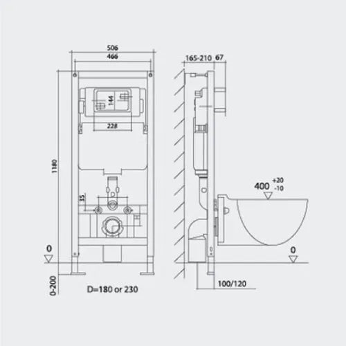 Porta Model HDG3004A Full Frame Concealed Cistern with Push Button