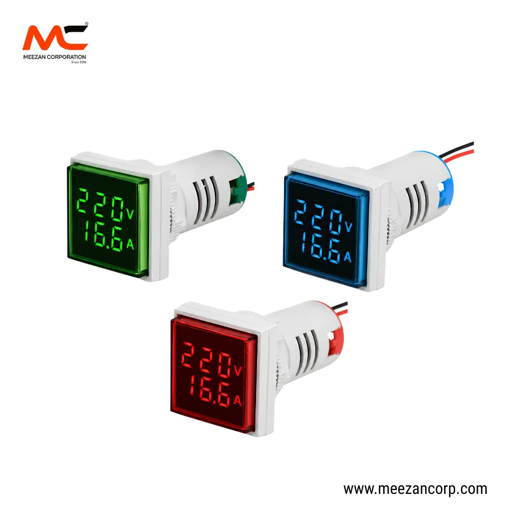 Square 2-in-1 Digital Voltmeter & Ampere Meter Indicator