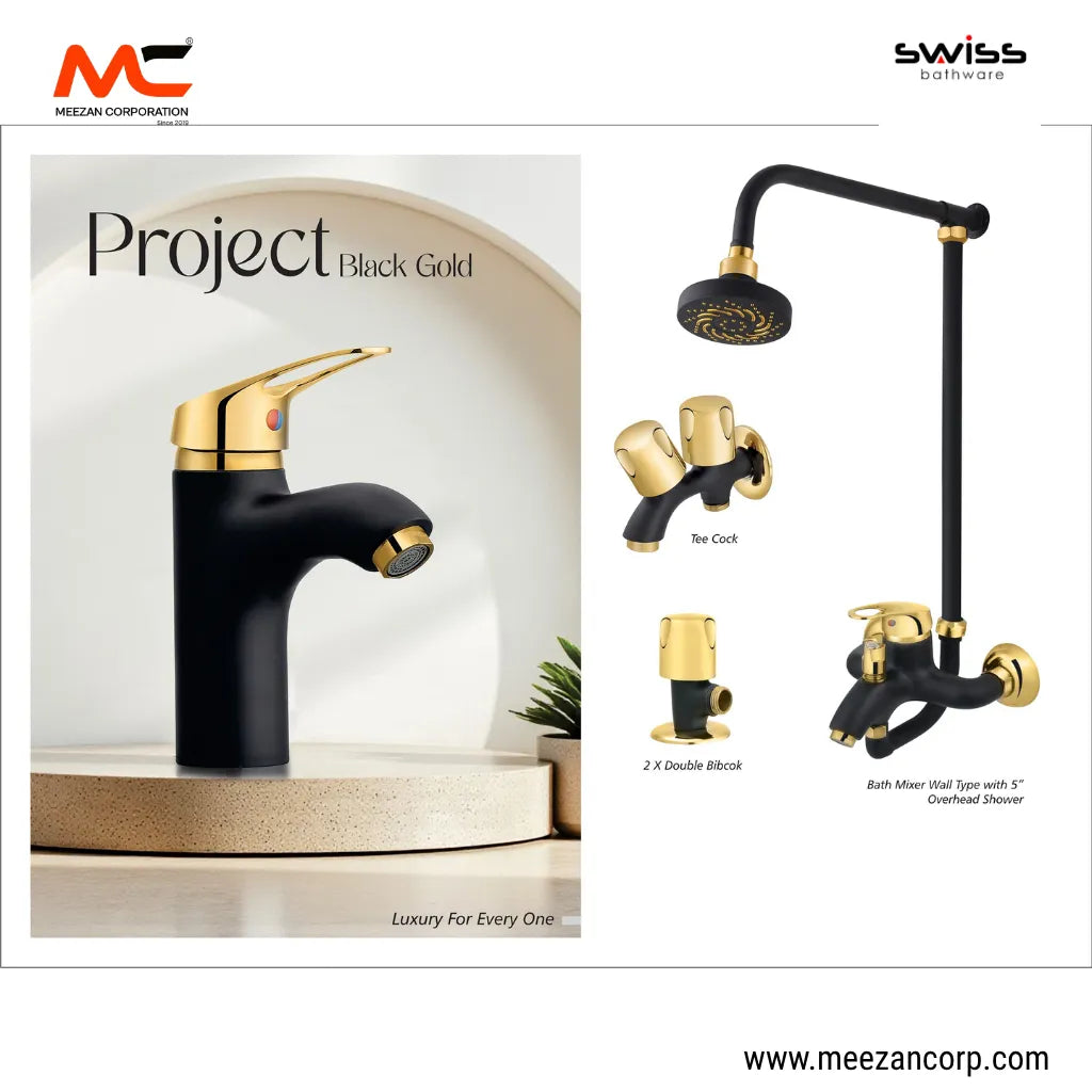 Swiss Bathware Project Black Gold Showerset
