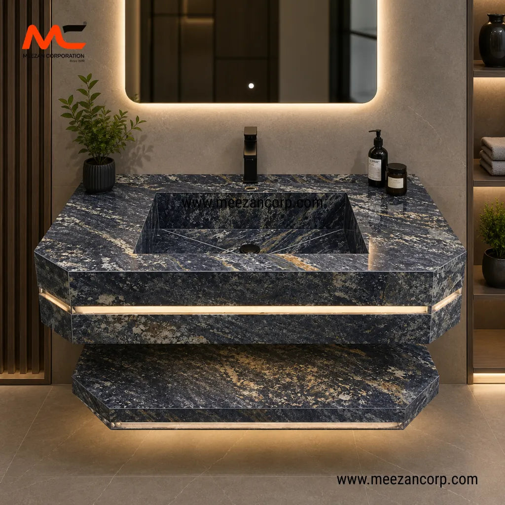 Tile Vanity – Blue Grey Stone