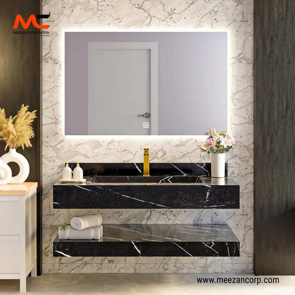 Tile Vanity Laurent Black and Imperial Gold
