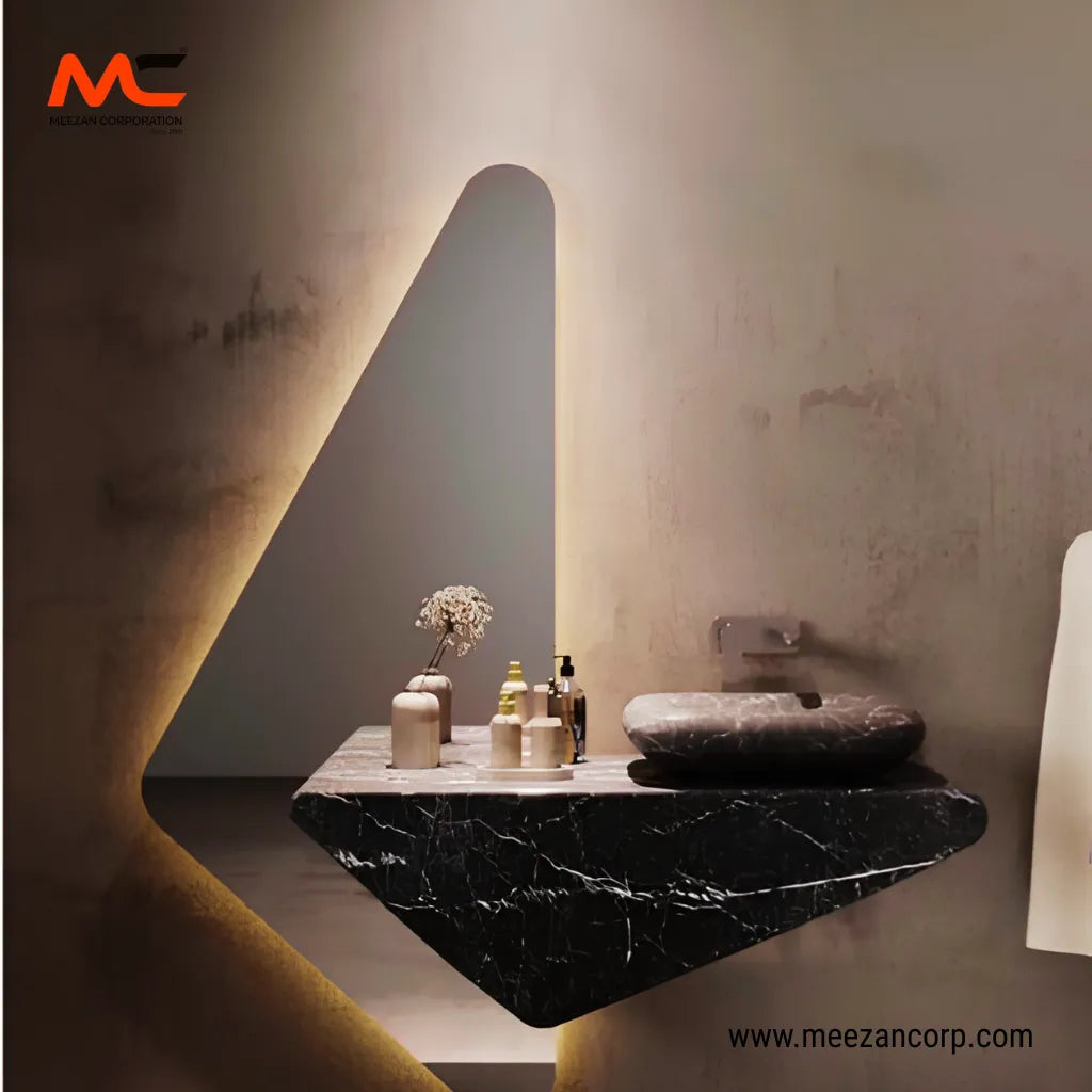 Tile Vanity Nero Absolute and Raw Stone