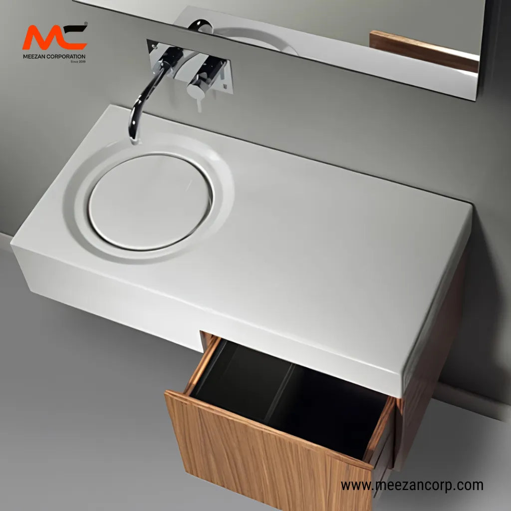 Tile Vanity Nordic Oak and Soft Satin White