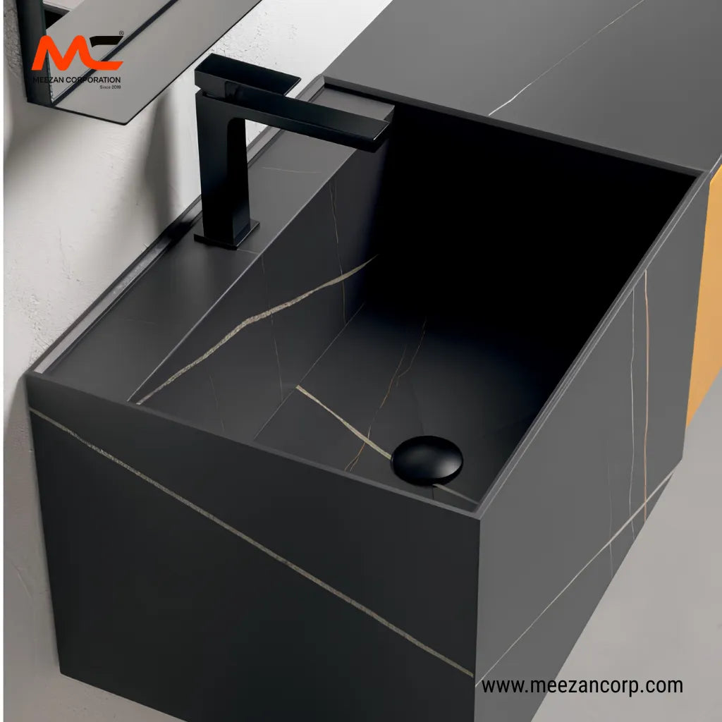 Tile Vanity Obsidian Gold and Matte Black