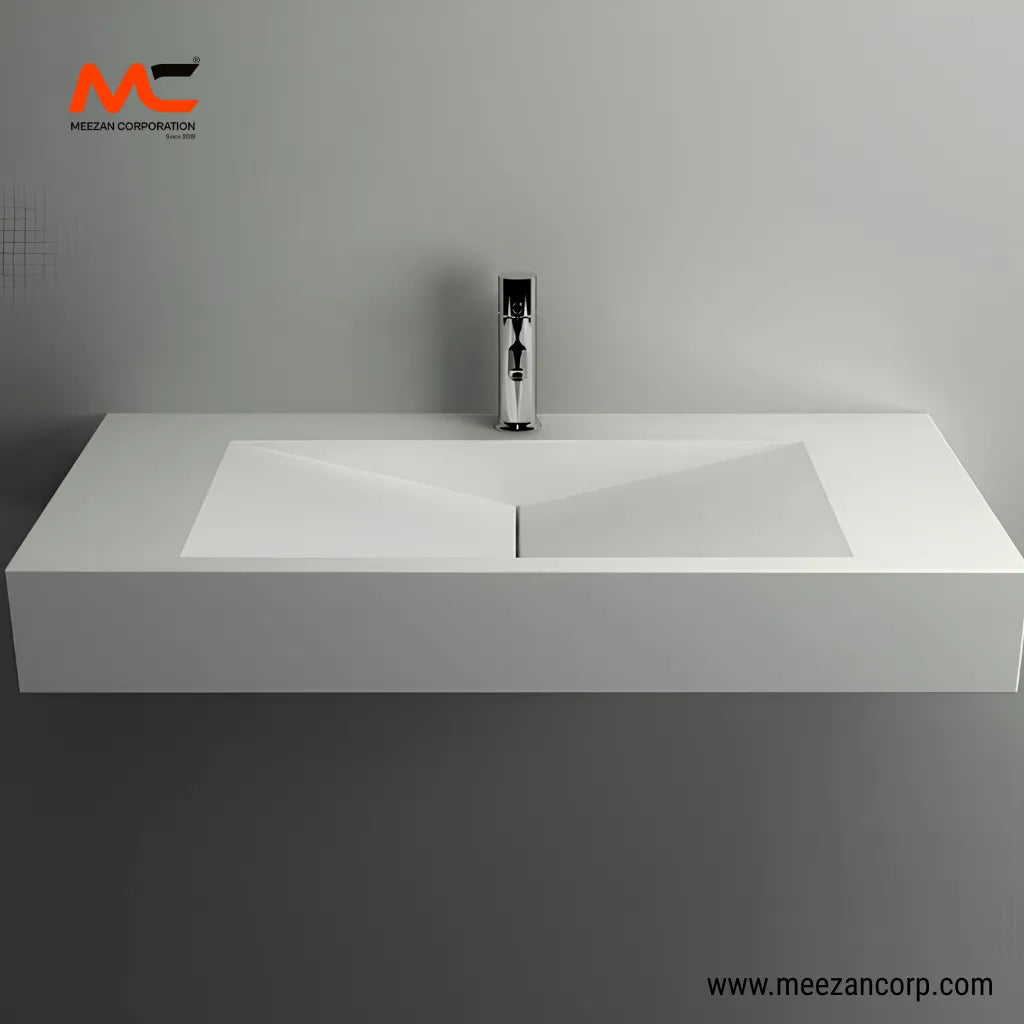 Tile Vanity Pure Alabaster White and Polished Chrome